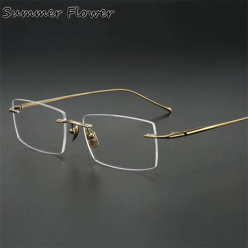 Male Ultra Light Frameless Eyeglasses Women Optical Myopia Prescription Designer Rimless Glasses for Men