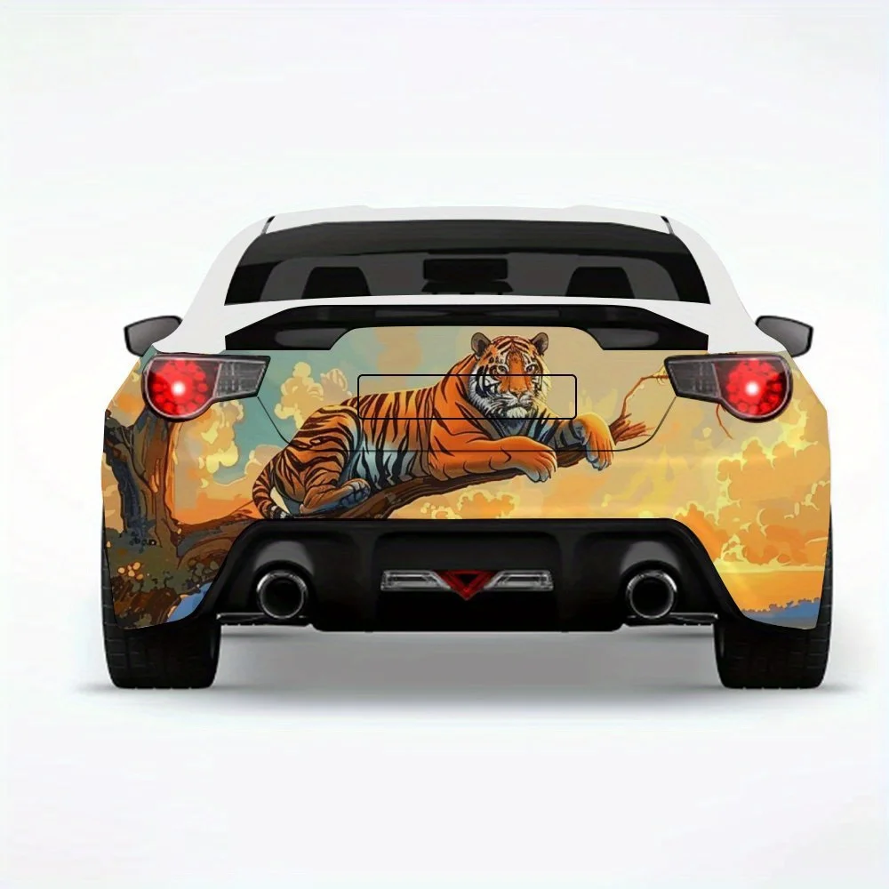 

Автомобильная наклейка «Тигр на дереве в сумере» — виниловая наклейка на заднюю часть автомобиля, водонепроницаемые самоклеящиеся виниловые наклейки для хвоста и бампера автомобиля, D