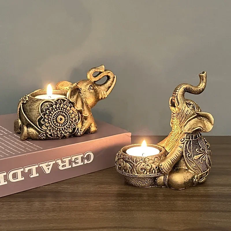 

Animal Candle Holders Elephant Trunks Up Sculpture Tealight Candle Holder Decorative Small Candle Stick Holders Good Lucky Gifts