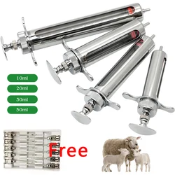 Animal Syringe for Pig Cattle Sheep Stainless Steel  Reusable Syringe Injector Vet Tools Farm Supplies Veterinary  Syringe Hypod