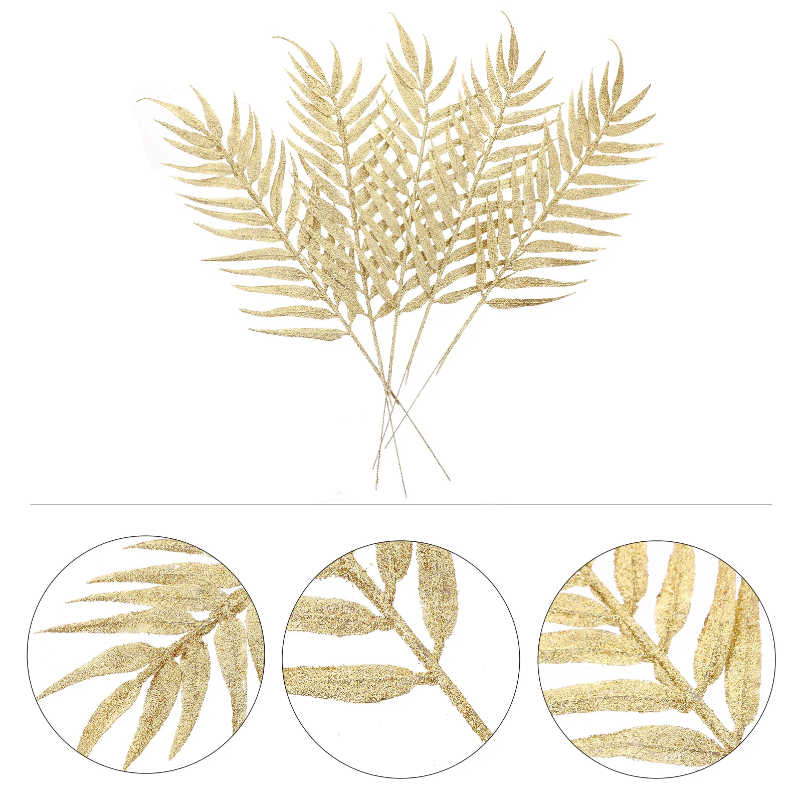 5Pcs Decorative Artificial Leaves Christmas Leaves Ornaments with Sparkle Finish for Home Festival Tree Decoration Use