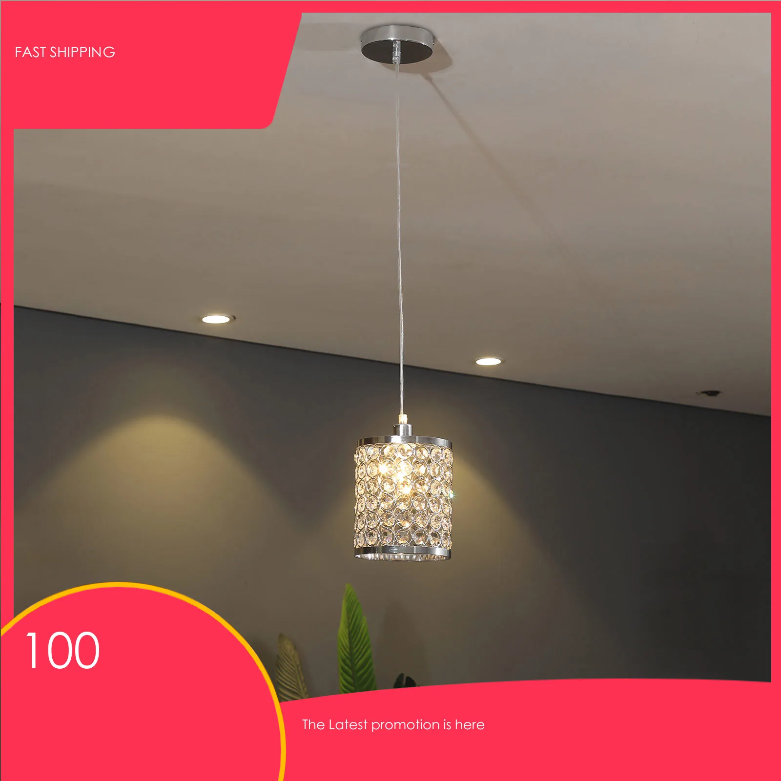 Modern minimalist 2pcs/set chandelier personality bar restaurant living room metal crystal pendant lamp