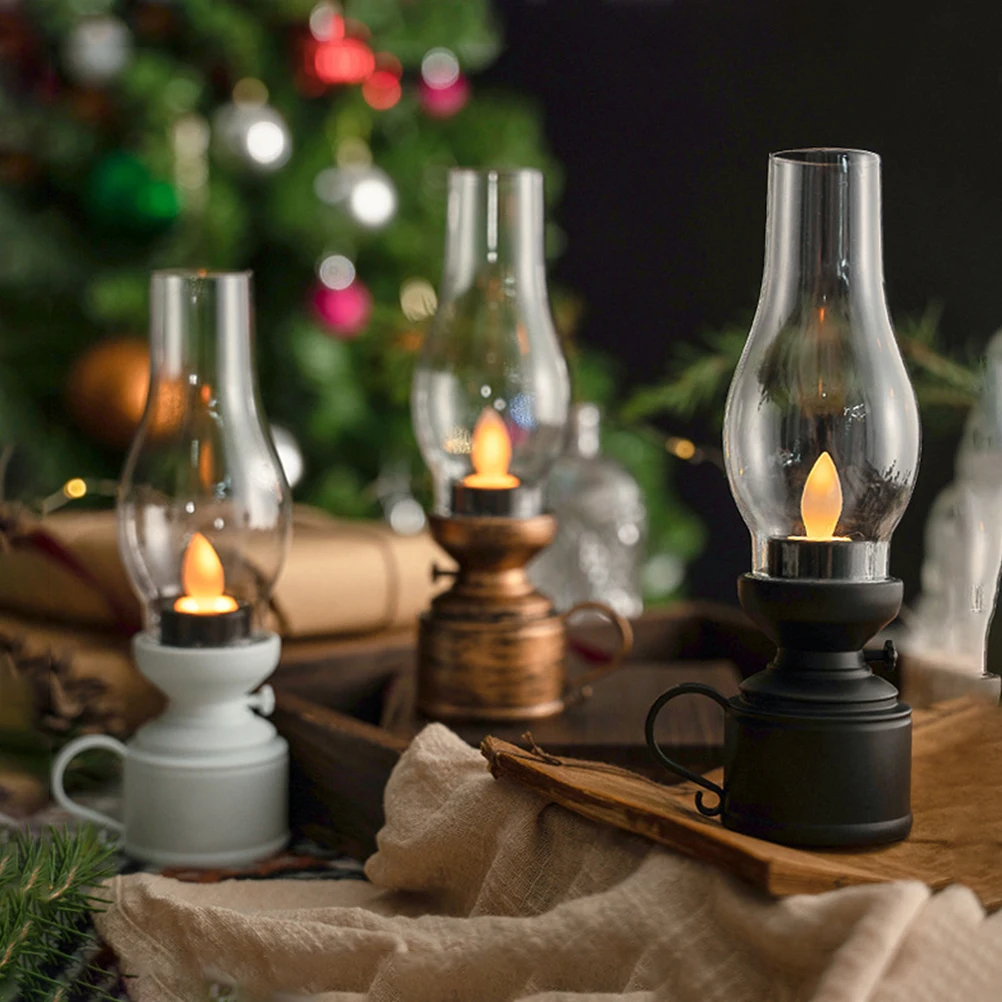 

Retro LED Flameless Oil Lantern Home Garden Decor Led Oil Lantern Plastic Safe Gifts Portable Lighting