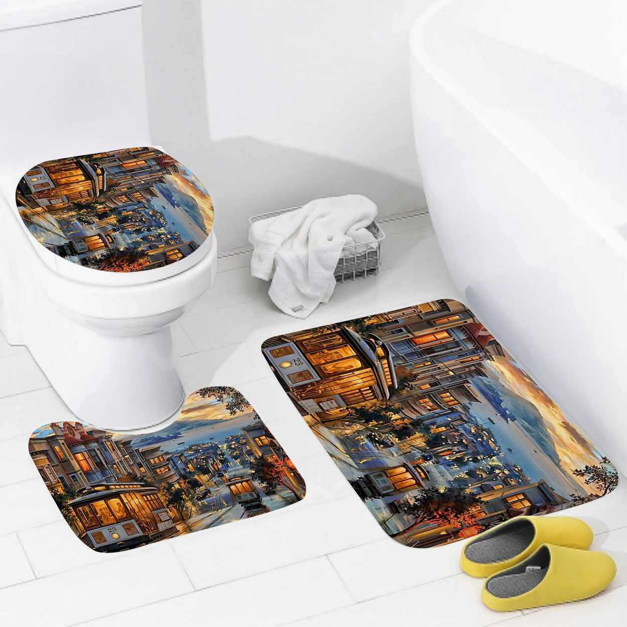 Home bathroom floor mats Bath Foot mat Animal oil paint style modern bathroom accessorie rug Toilet mat Bathtub anti-slip carpet