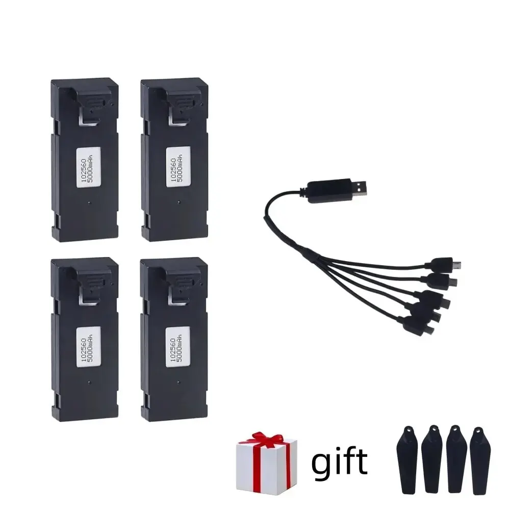 Batterie Lithium 2600 MAh Pour Drone E88/E88Pro, LSE525, E525Pro – Lot De 3 Avec Câble 3 En 1, Protection Surcharge Et Court-circuit