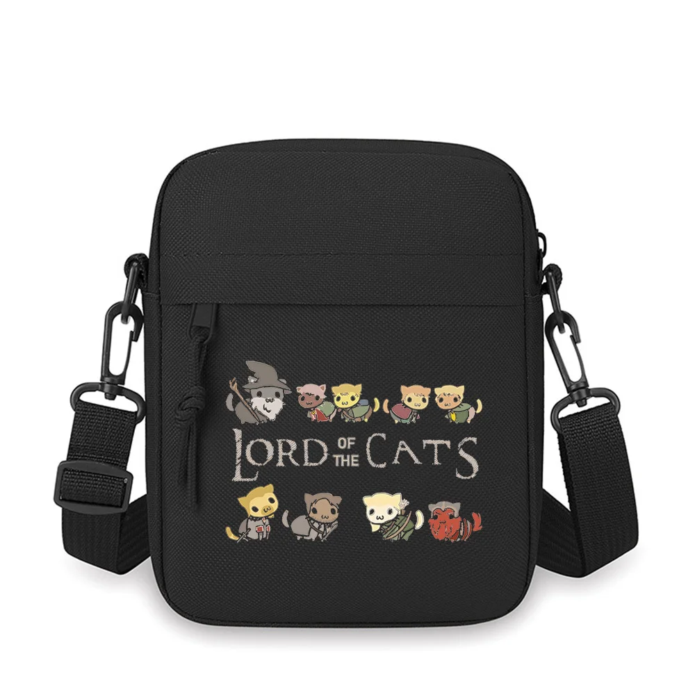 

Cats characters with fantasy outfits and words Men Crossbody Bag Single Shoulder Women Cartoon Anime Film Printing Design Unisex