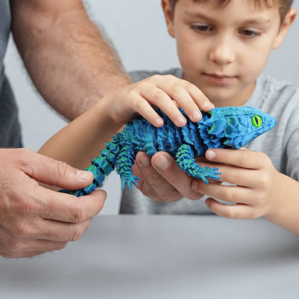 Movable Joints 3D Printed Lizard Flexible Colorful Lizard Statue Creative Design Openable Mouth Articulated Lizard Fish Tank