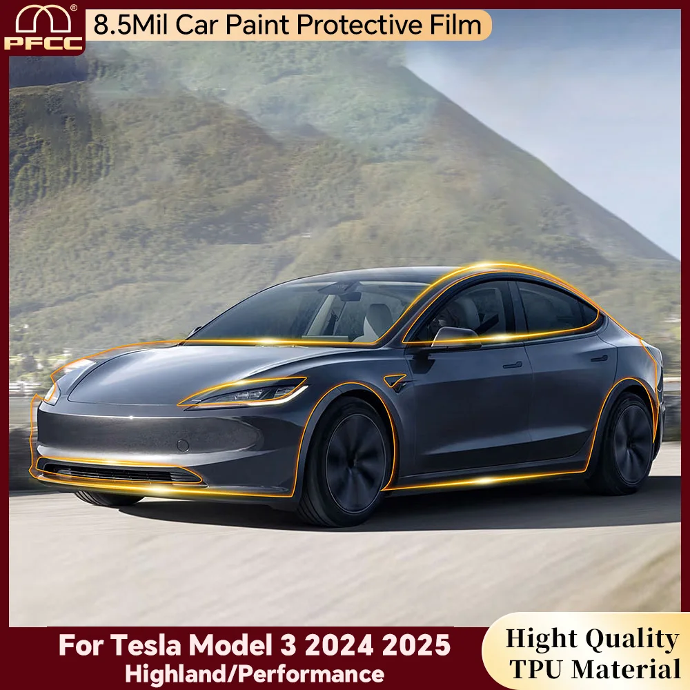 

For Tesla Model 3 2024 2025 Highland /Performance 9Mil TPU Paint Protection Film Pre-Cut PPF Car Body Clear Sticker Anti-scratch