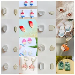 Mini Ice Cream Polymer Clay Cutter Cupcake Coffee Beer Tea Cup Cutting Molds Tools for DIY Earring Jewelry Decoration Making