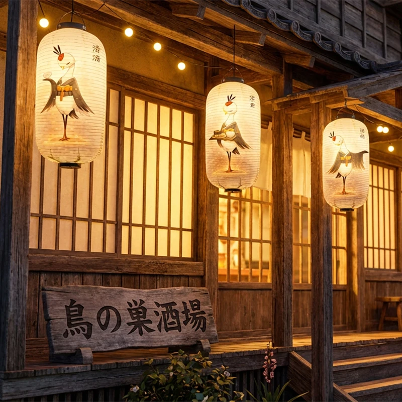 Japanese Hanging Cloth Lantern Ukiyo-e Style Yakitori Lamian Sashimi Lantern Sushi Restaurant Izakaya Pub Decoration Lantern