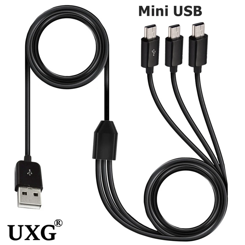 

1m 0.3m USB A Male 1 to 3 Mini USB 5pin 3 in 1 mini usb data charger cable Cord Fast Charging Mini USB 5pin Y Splitter Cable