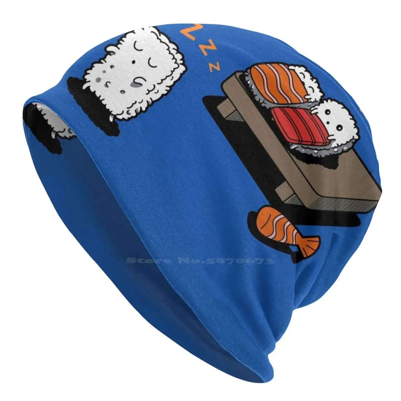 Sleepwalking Sushi Knitted Hat Warm Beanie Outdoor Caps Original Artwork Cute Popular Pop Culture Humor Funny Designs Fish