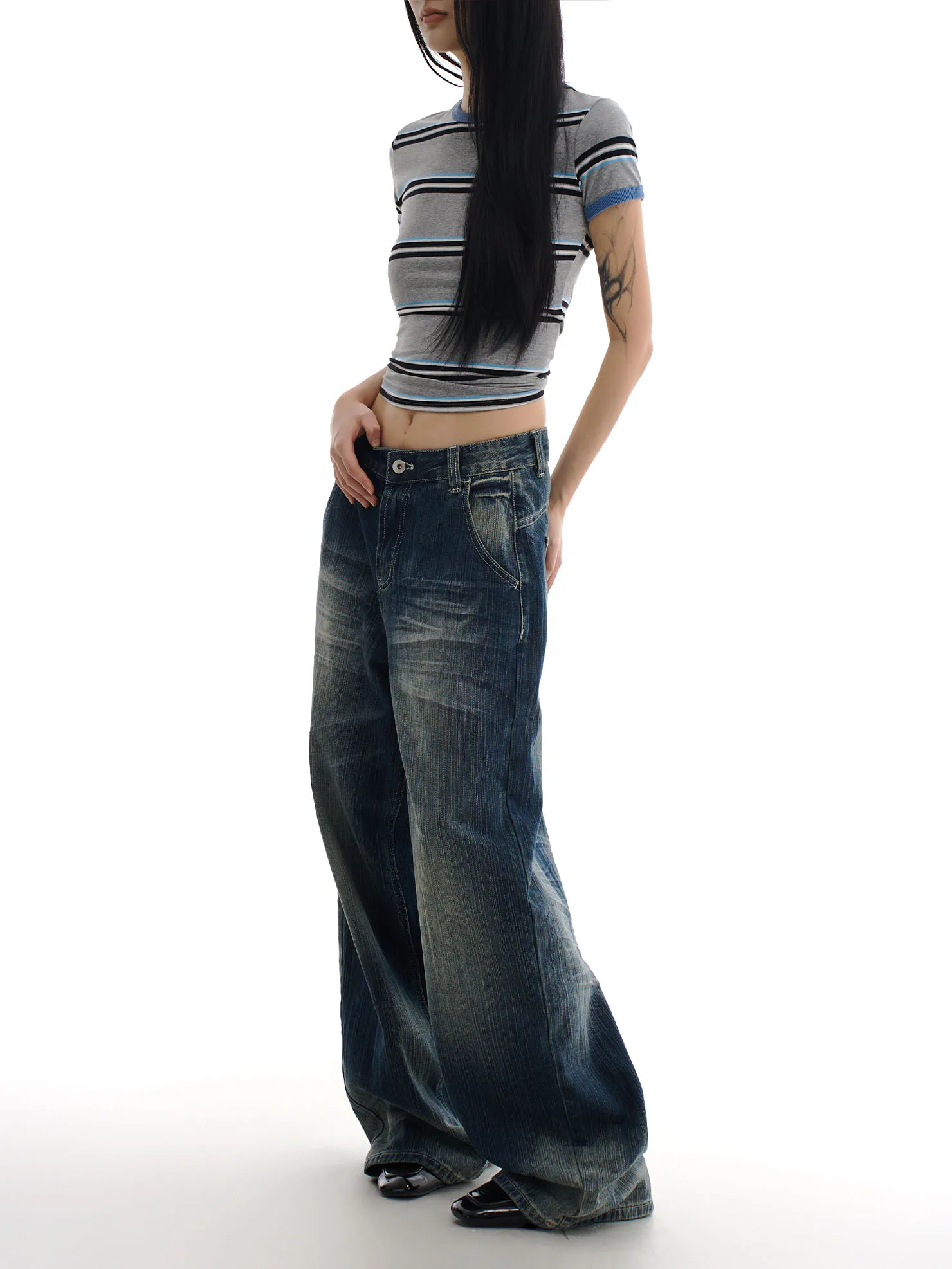 

Ретро американские джинсы с широкими штанинами темно-синего цвета, женские свободные тонкие прямые длинные брюки, осенние новые повседневные хлопковые джинсы