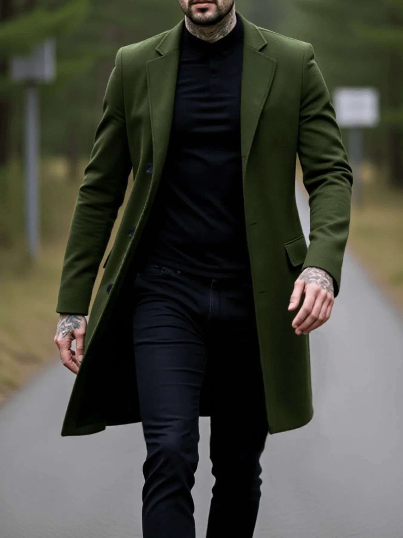 

Single-Breasted Thickened Woolen Overcoat Autumn/Winter Classic Tailoring With Modern Minimalist Design Casual Commute Warmth
