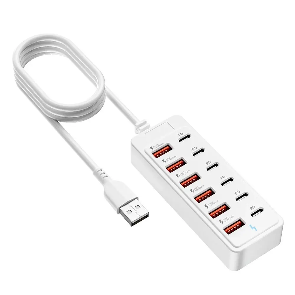 

НОВОЕ USB-зарядное устройство для быстрой зарядки 12 в 1, USB-зарядная станция Type-C, адаптер с несколькими портами, розетка для офиса