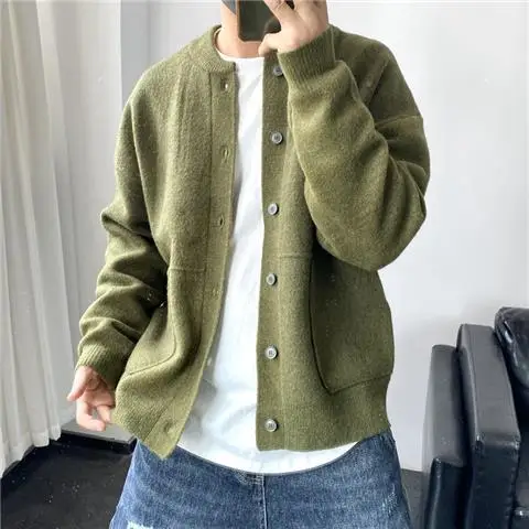 

2023 High Quality Fashion Brand Autumn Winter Knitted Cardigan Men's Sweater New Casual Solid Sweater Coat Men's Clothing C16