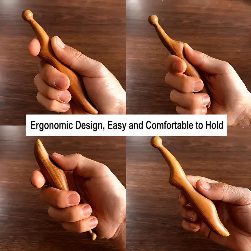 Natural Sandalwood Acupoint Massage Stick Facial Foot Meridian Dredging Trigger Point Tool Full Body Tendon Scraping Relieve view 5