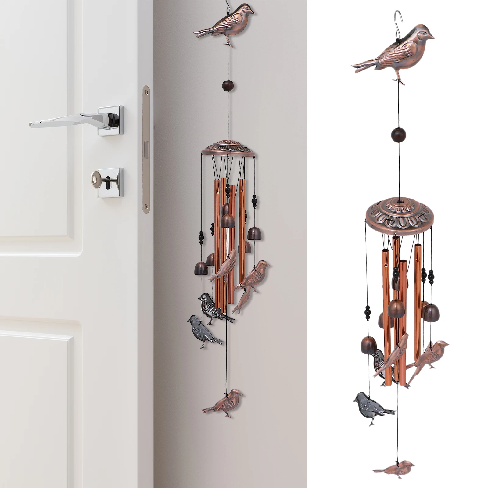 

Pigeon Wind Chime Ornament Metal Hanging Animal Home Decor Durable Glass Material Festive Outdoor Garden Party