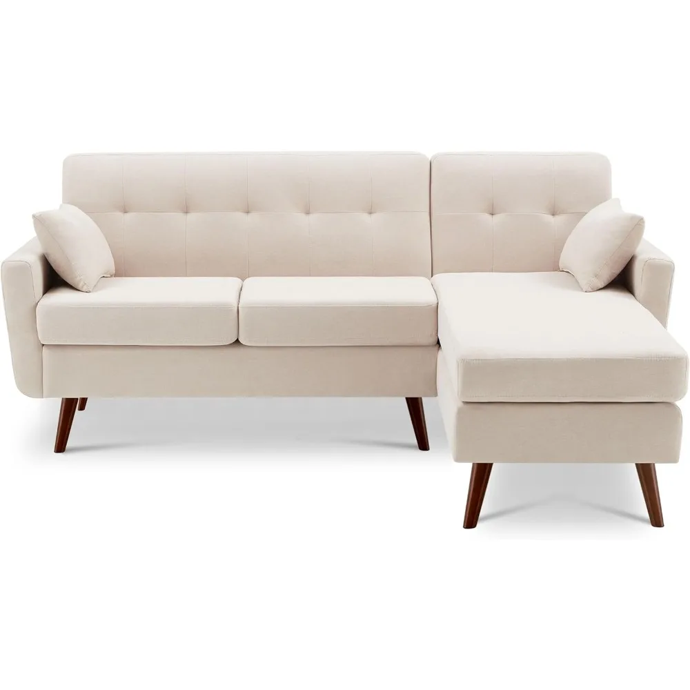 

80” Convertible Sectional Couches for Living Room,3 Seat L Shaped Sofa with Removable Pillows,Mid Century Modern Sofa Couch with