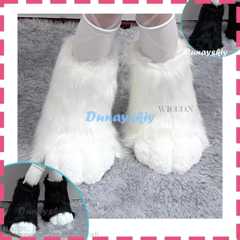 2024 Anime Furry Fursuit Cosplay Paw Shoes Cosplay Fox Rubbit Cat Boots Cute Animal Manga Party Cos Wearable Unisex Costume Feet