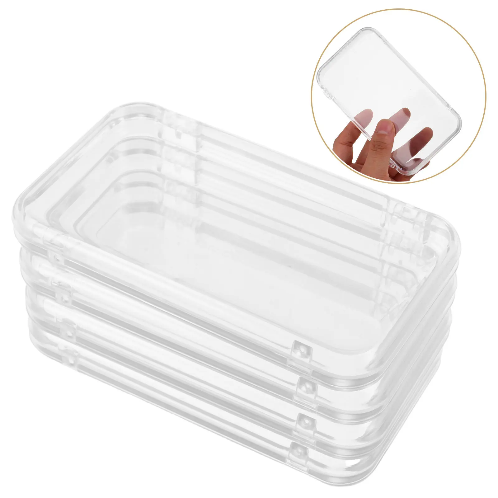 

12Pcs Transparent Rectangular Press on Nail Storage Box Clear Plastic Organizer for Fake Nails Beads Travel Space Saving Nail
