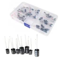 120pcs Aluminum Electrolytic Capacitors Kit 16V 25V 50V Capacitance 12 Values 1uF-470uF, 0.22uF-470uF DIP Electrolyte Capacitor