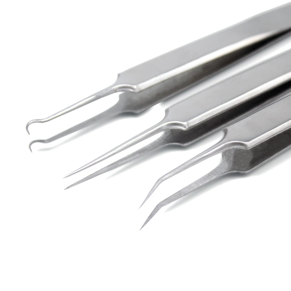 High quality Curved+ Straight  steel Curved+ Straight  false eyelash extension tweezer makeup tool   tweezer