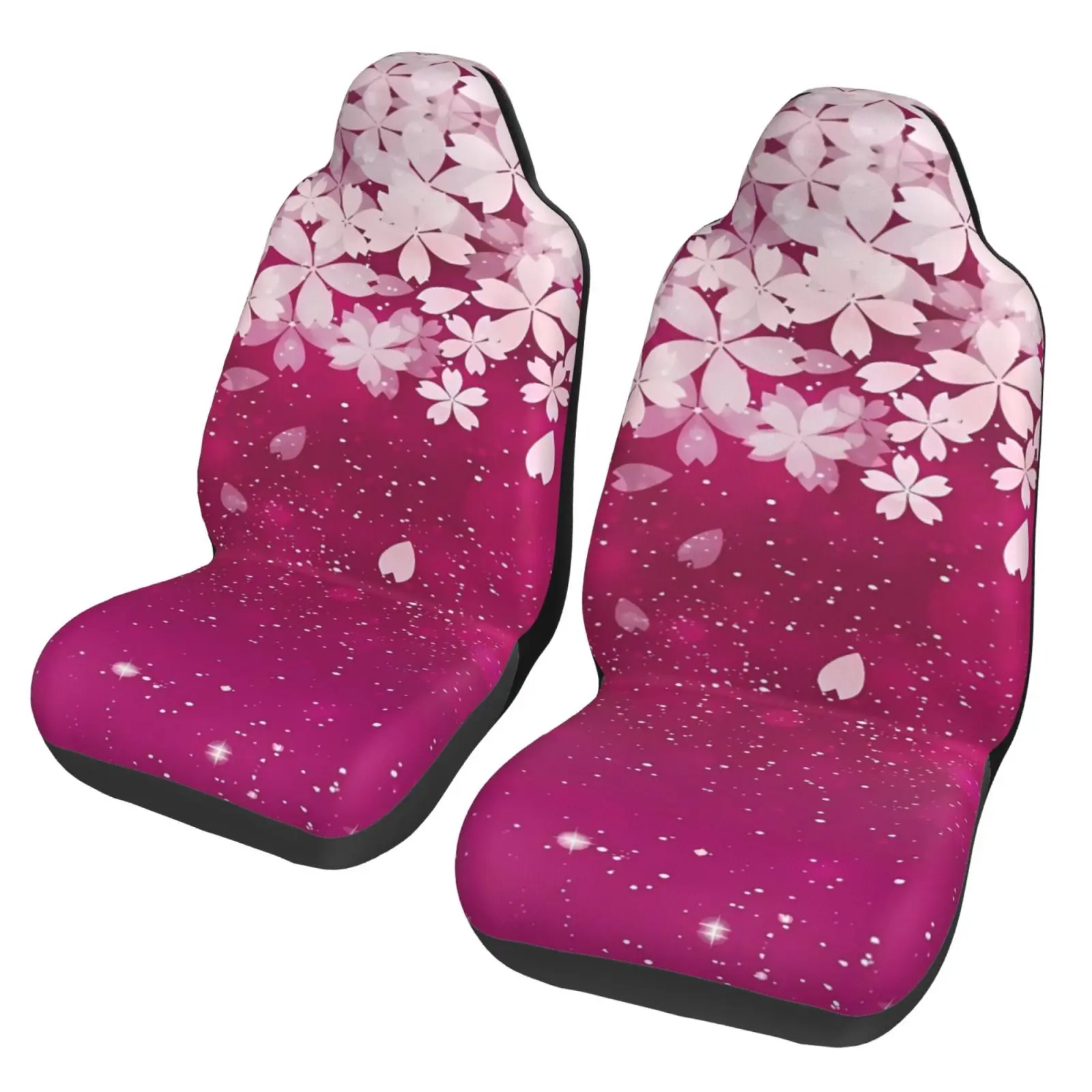 Cherry Blossoms Falling Print Car Seat Covers 2 Pcs Front Seat Protector Bucket Seat Covers Universal Auto Accessories