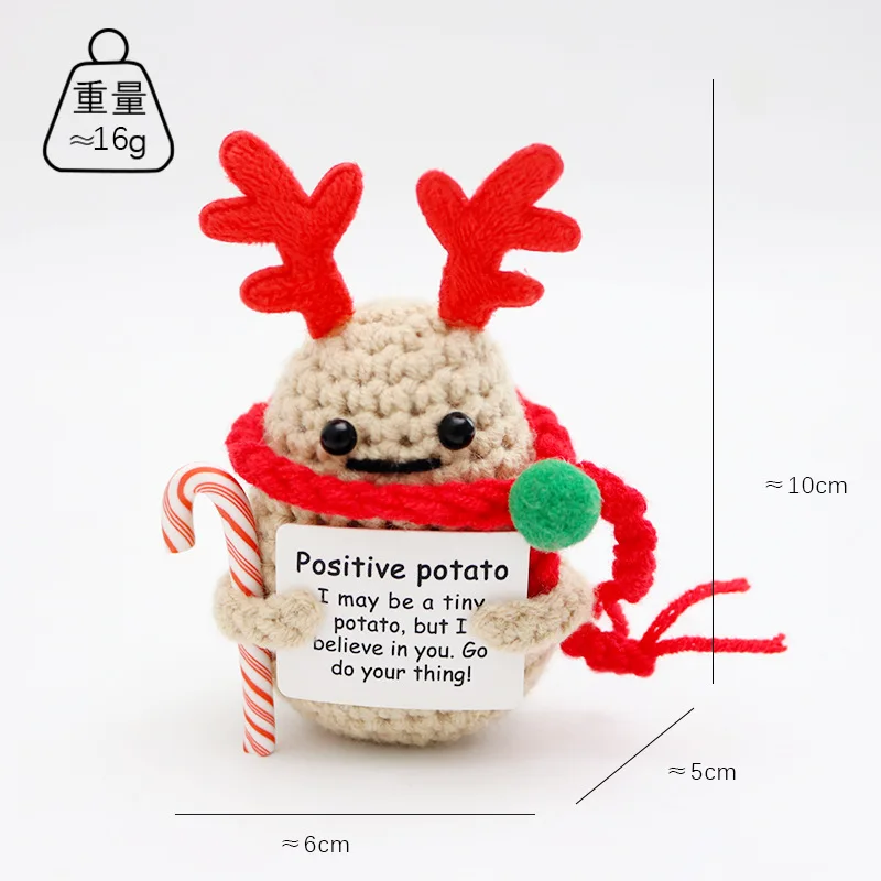 2025, Weihnachts-Häkelpuppen, niedliche positive Häkeltiere, handgefertigt, gestrickt, Weihnachtsgeschenk, Dekoration – Detail 4