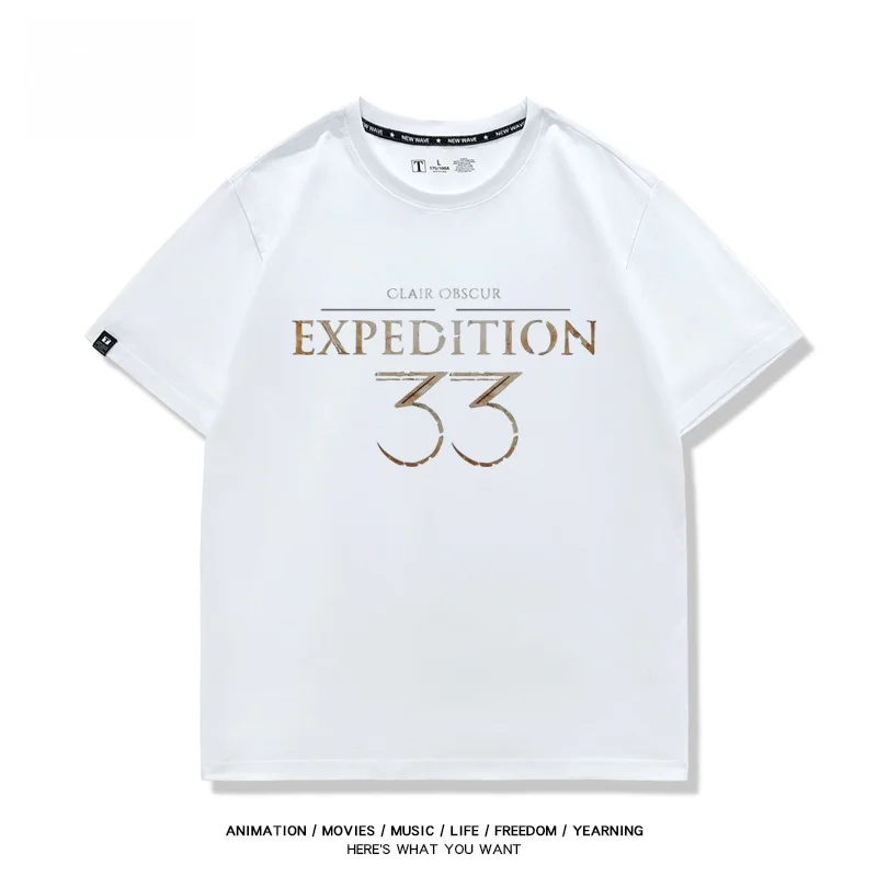 

Clair Obscur Pure Cotton ort Sve T-irt for Men RPG Game Themed Casual Wear Summer Season round Ne Regular Fit