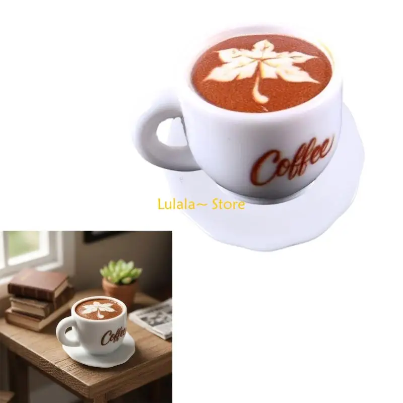 

Y4QA Dollhouses Coffee Cup Accessories Resin Cup Saucer Collection Pretend Play