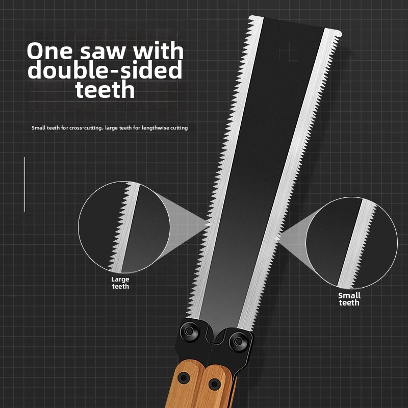 Folding Hand Saw Double Sided Pruning Saw Portable Outdoor Camping Wood Cutting Saw with Sharp Dual Edge Serrated Blade