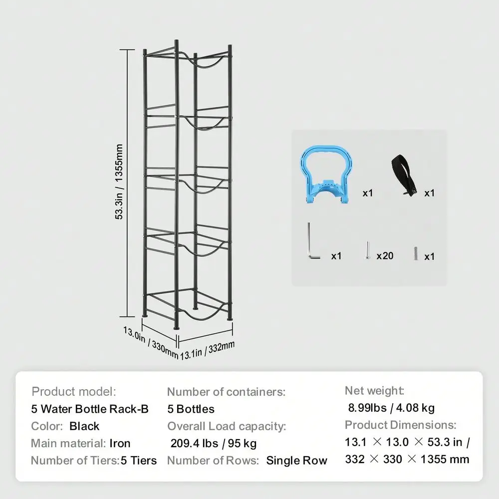 

Tiers Water Jug Holder, 5 Gallon Water Bottle Holder, Single Double Row Water Bottle Rack For 310 Bottles, Heavy Duty Water Jug