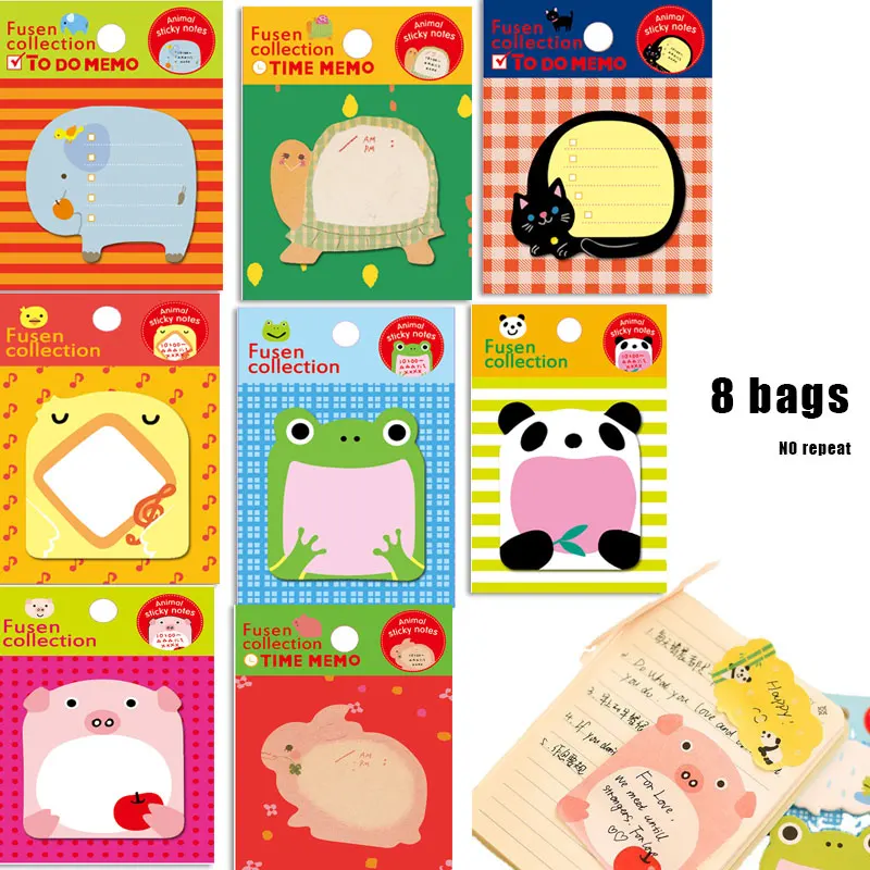 Cute Cartoon Animal Note Pad Portable Stickable Student Message Paper Convenience Stickers