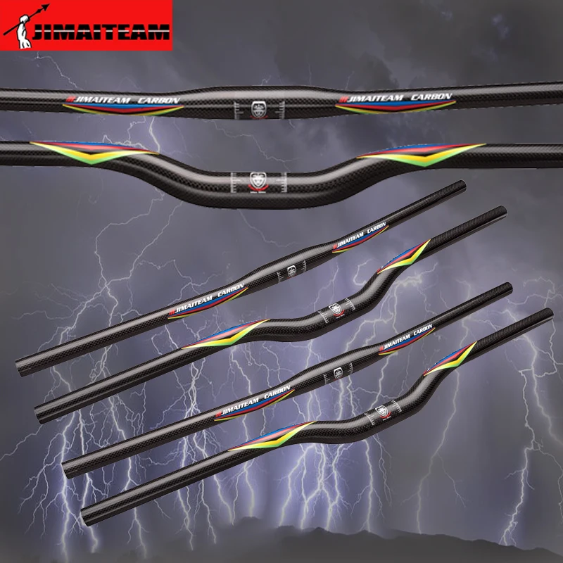 

Bicycle handlebar accessories JIMAITEAM carbon fiber mountain bike drop bar 3k pattern bicycle straight handlebar UCI standard