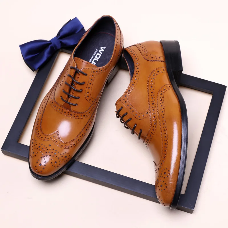 

Luxury Italian Mens Formal Shoes Genuine Leather Handmade Quality Fashion Designer Brogues Wedding Social Shoes for Male Size 44