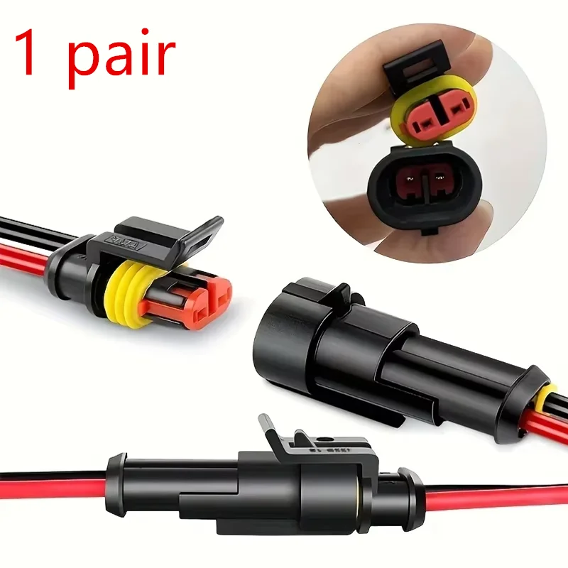 2 Pin Connector Waterproof Connector Male and Female Way 20AWG Wire Suitable for Car Truck Boat Other Wire Connection