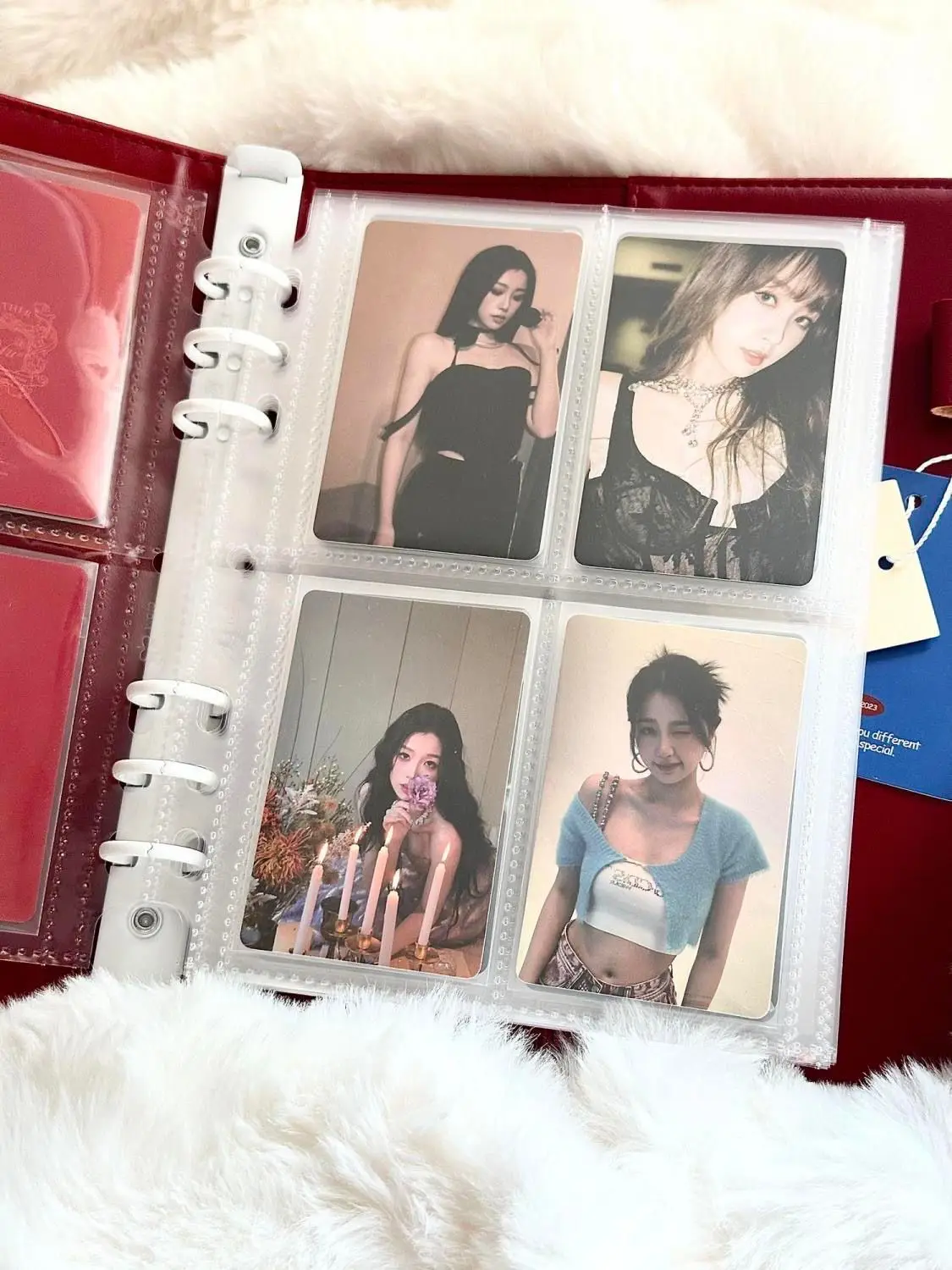 MINKYS PU-Leder Hot Red A5 Kpop Fotokarten-Sammelmappe Idol-Fotokarten-Buch Idol-Aufbewahrungsalbum Schreibwaren – Detail 4