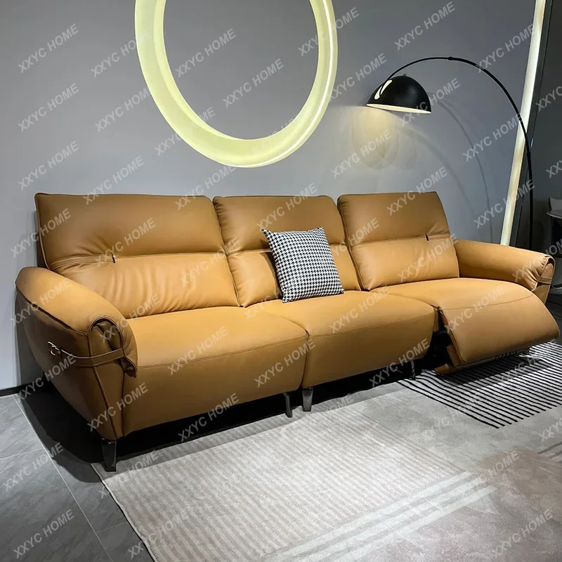 Electric Sofa Multi-Functional First Layer Cowhide Modern Simple Three-Seat Leather living room furniture  couch