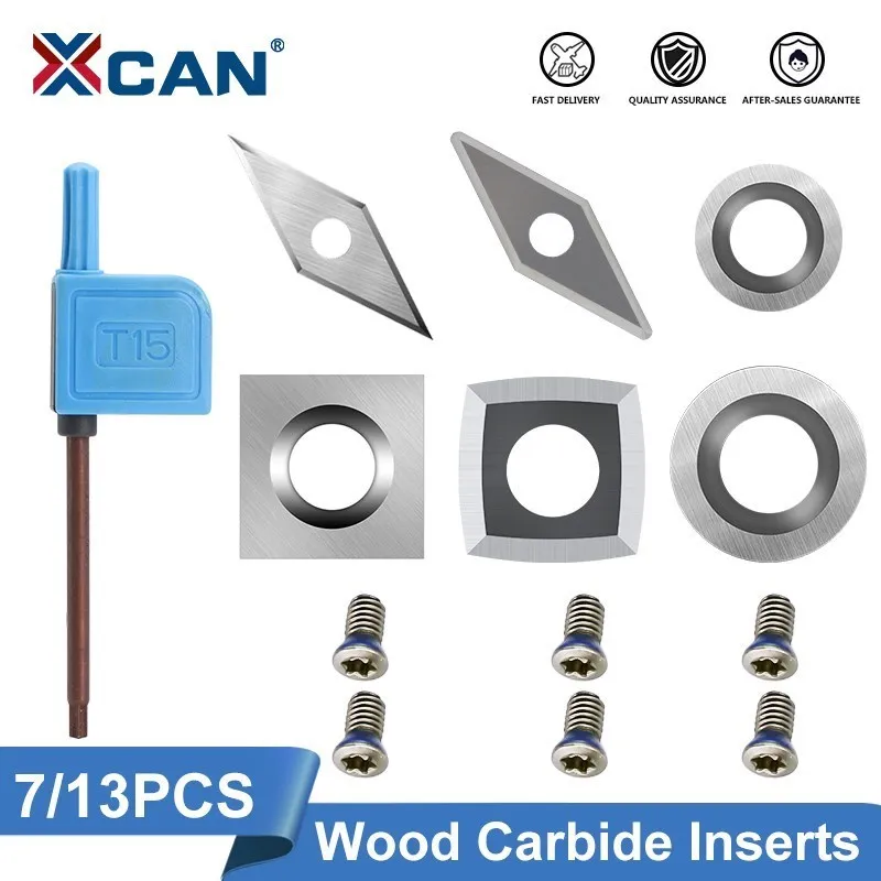 XCAN Turning Tools Blade Carbide Insert Cutters Blades for Detailer Hollower Finisher Rougher Wood Lathe Tool