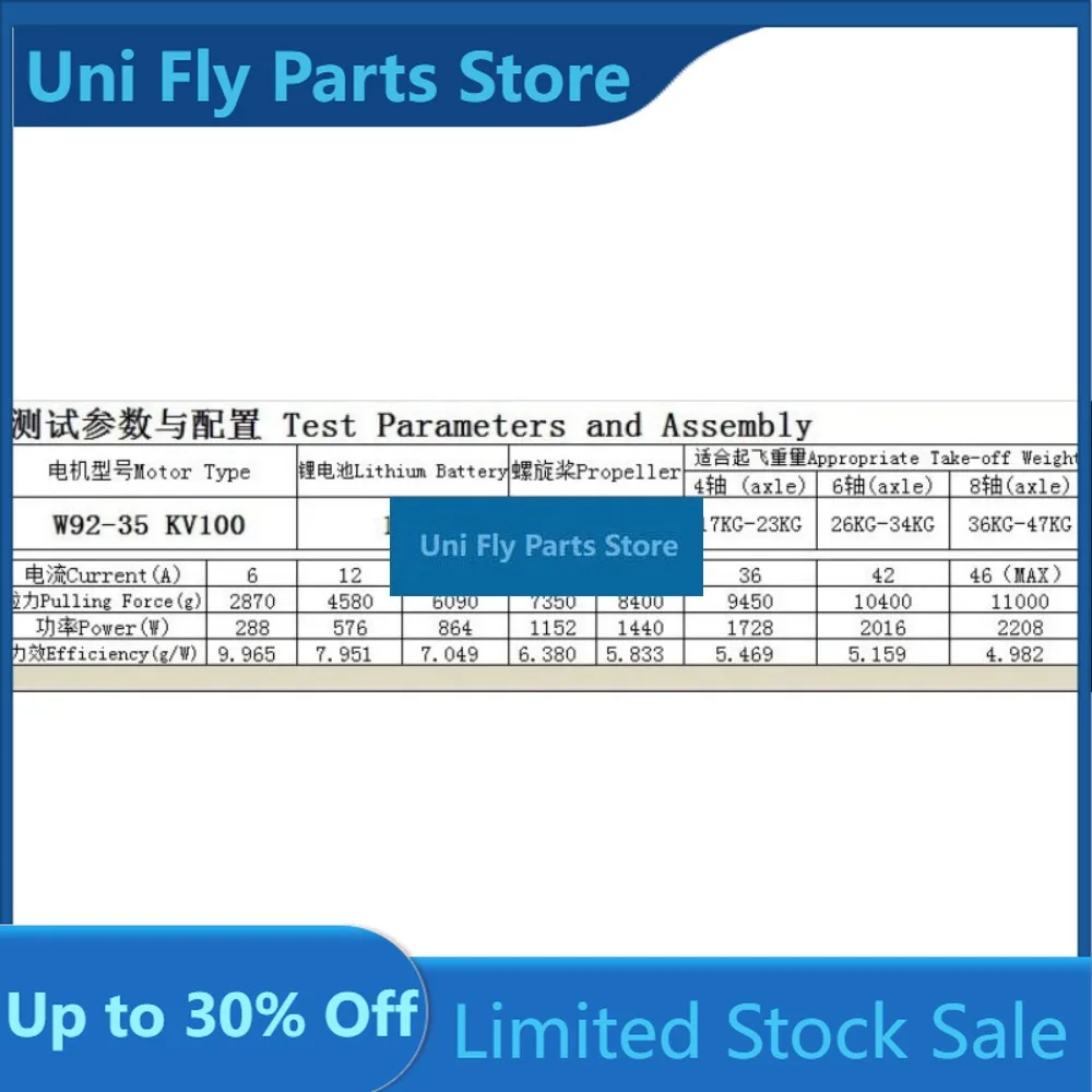 UniFlyHengli W9235 92-35 8318 KV100 High Power Loading Motor 8-14S For 17-47KG Large Agricultural Plant Protection Car 30inch Pr