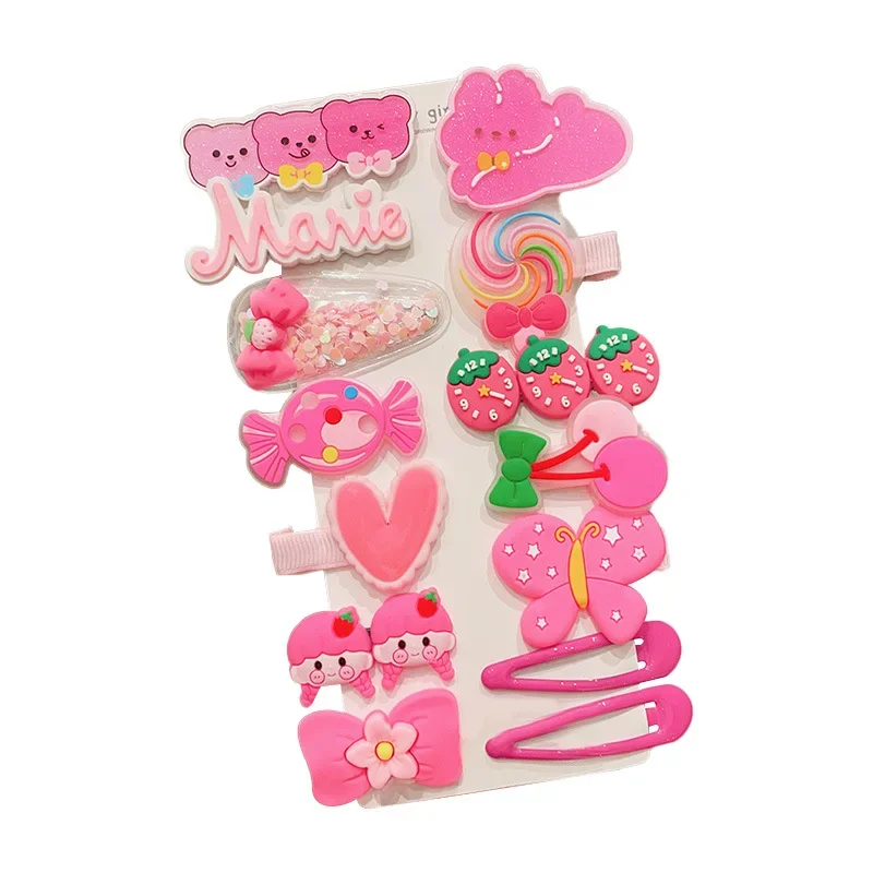 New Children Hairpin Sets Little Girl Cartoon Hairclips Cute Baby Bobby Pins Princess Broken Hairpin Headwear  Hair Accessories