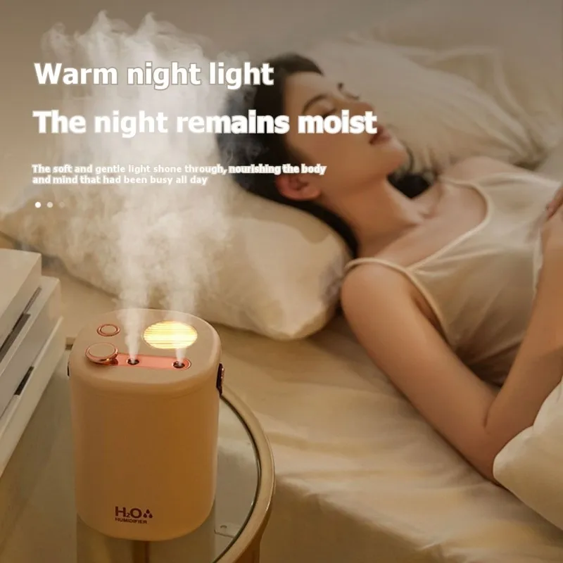 

【PLAISIR】Тихий ультразвуковой увлажнитель воздуха для дома - двойное распыление, антибактериальный эффект, питание от USB, ночник