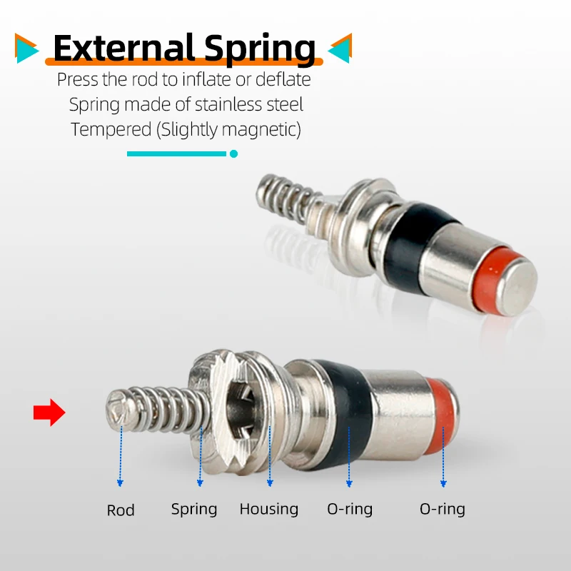10pcs 5V1 threaded AV Schrader Valve Core Balance Bike Scooter Bicycle Flat Bottom Nozzle Replacement Removal Tool Optional view 3
