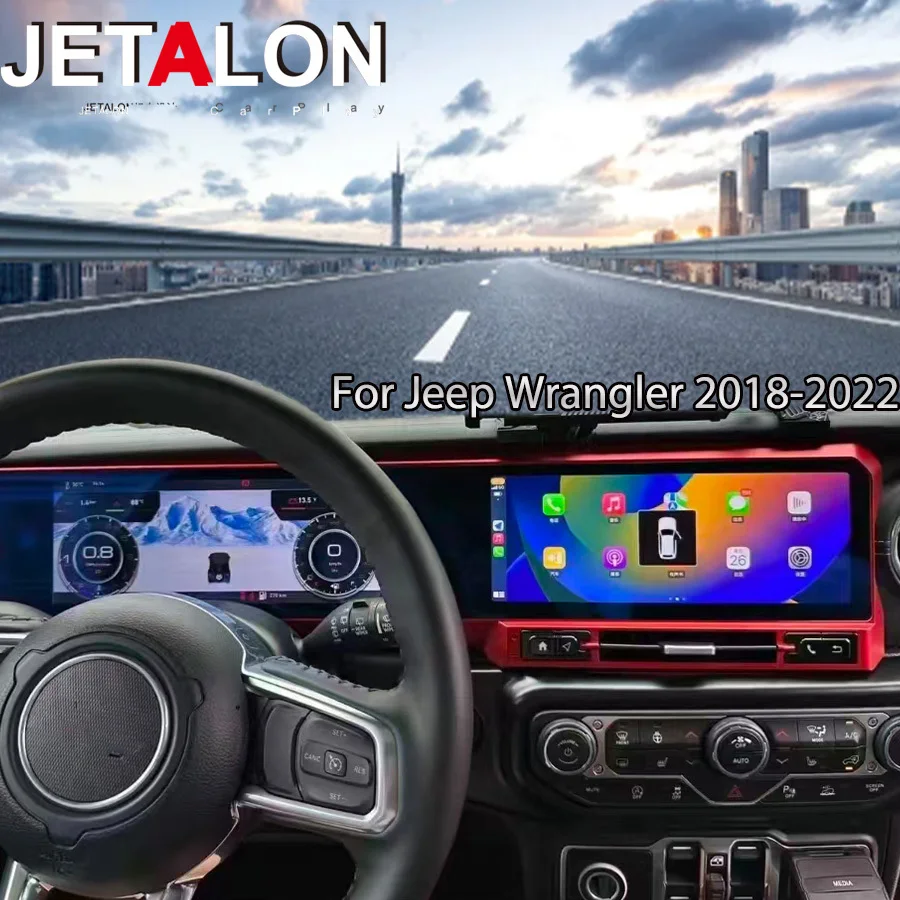 Dual Screen 24.6inch For Jeep Wrangler 2018-2022 Stereo Auto Car Radio Multimedia Carplay LCD Android Video Player Navigation 4G