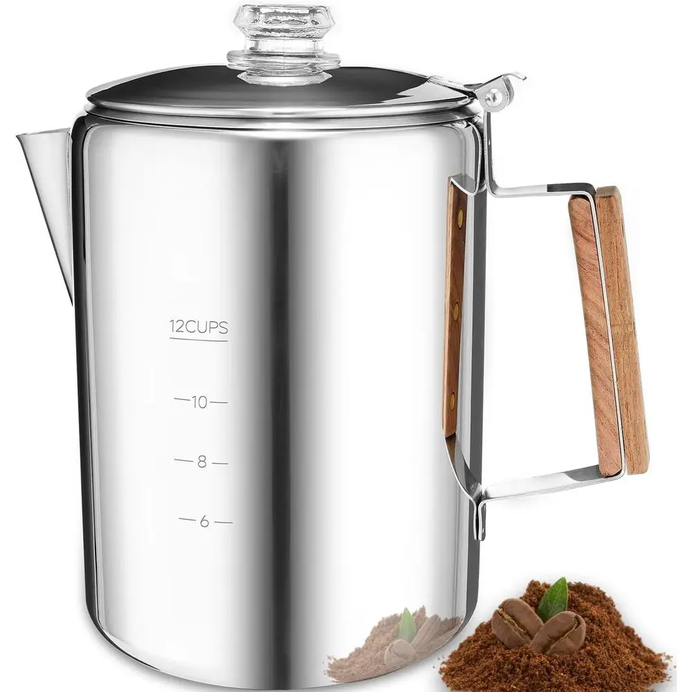 

Перколятор для кемпинга, кастрюля, 12-чашковая плита, перколятор для каши, неэлектрический кофеварка, кастрюля для кемпинга, кастрюля для улицы, дома, без пластика