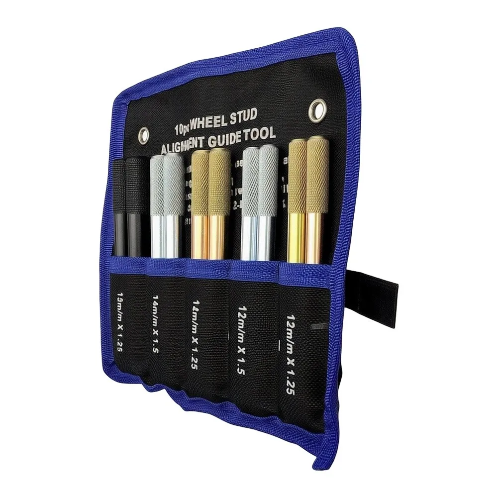 1set Car Wheel Hanger Alignment Pin Guide Tool Set 5-Metric Size Set: 2* For M14*1.25, 2* For M14*1.5,2* For M15*1.25 Pins