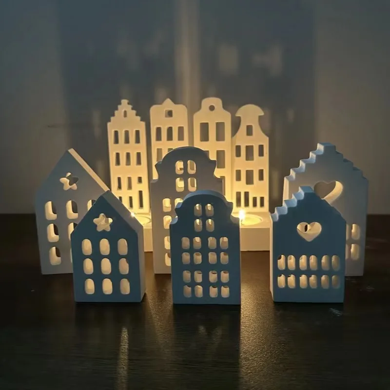 Three-layer Love House Ornaments Silicone Mold DIY Cement Gypsum Clay Pouring Resin Mold Home Holiday Decoration Crafts