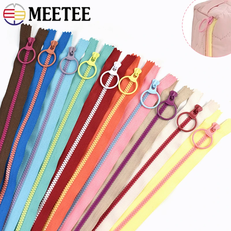 2/5/10Pcs 3# 15-40cm Resin Zippers for Bags Garment Closure Ziper Sewing Accessories O Ring Slider Zipper DIY Zips Repair Kits