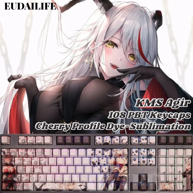 

KMS Agir 108 Keycap Azur Lane Game PBT DYE Sublimation Light Transmitting Switch Cross Key Cover for Mechanical Keyboard Gift